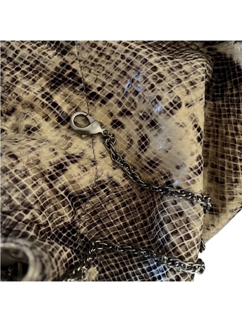 Botkier Beige and Brown Python-Print Drawstring Shoulder Bag - Picture 3 of 4